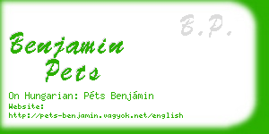 benjamin pets business card